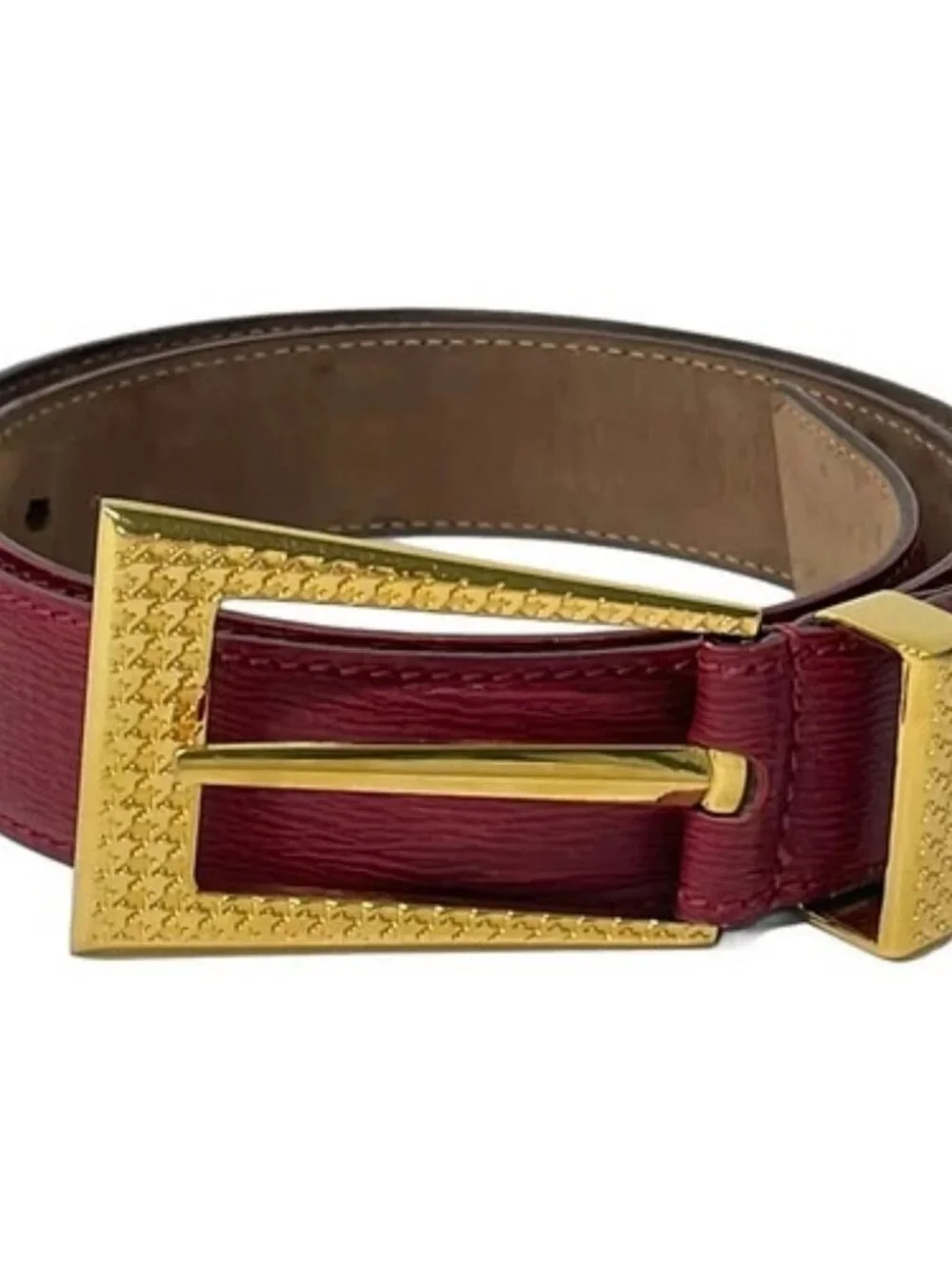 DIOR/ChristianDior Red Gold Leather Hardware Belt